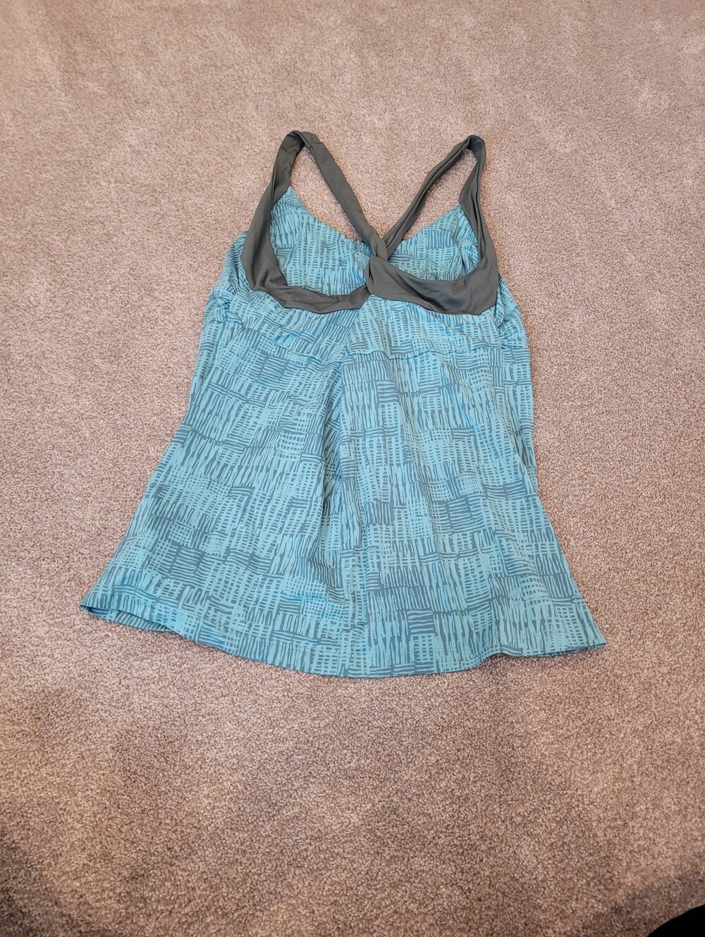 Patagonia Womens Aqua Blue Textured Crossback Tank with Gray Straps Size XL - Picture 4 of 6